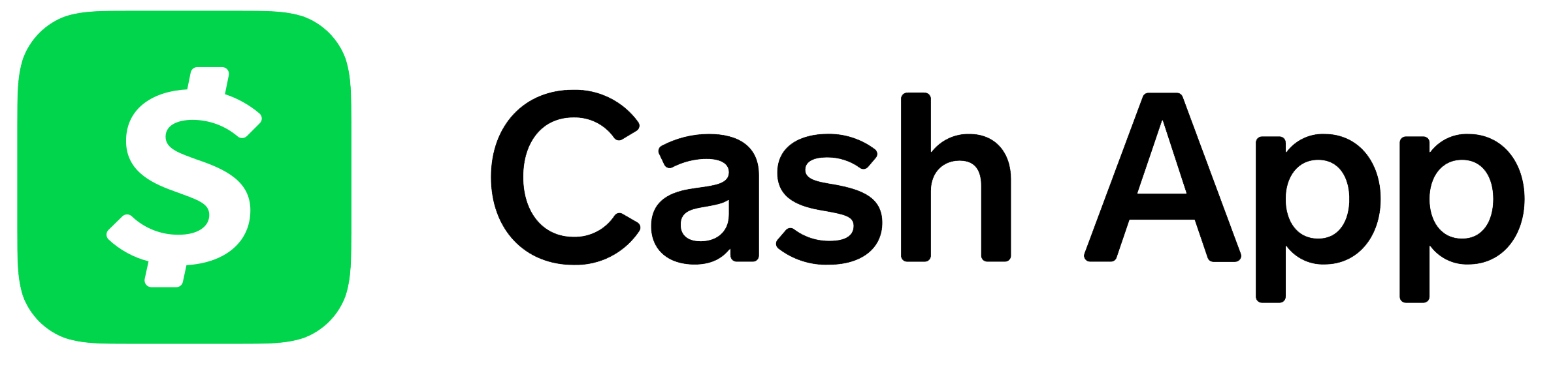 Cash App logo with green square background and white dollar sign, accompanied by the text 'Cash App'.