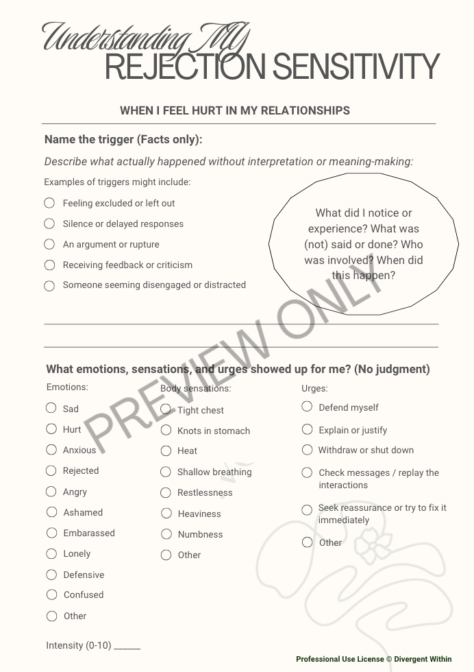 Understanding My Rejection Sensitivity - Professional Use