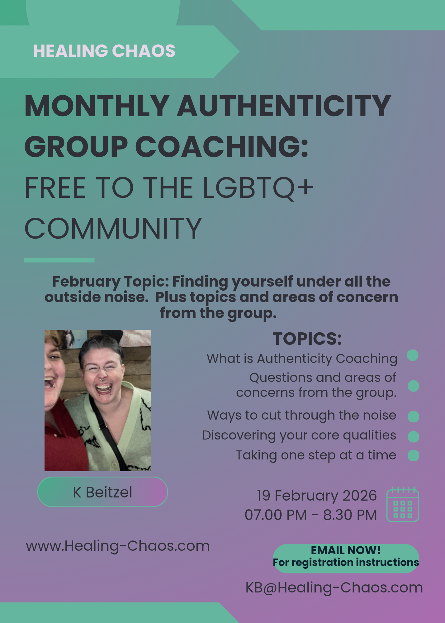 Monthly Authenticity Group Coaching: Free to the LGBTQ+ Community