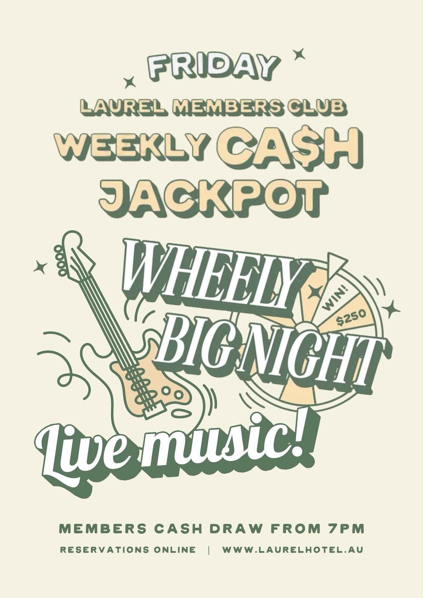 Members Unite! Weekly cash draw, could you be taking home the jackpot?? Live Music from 8pm