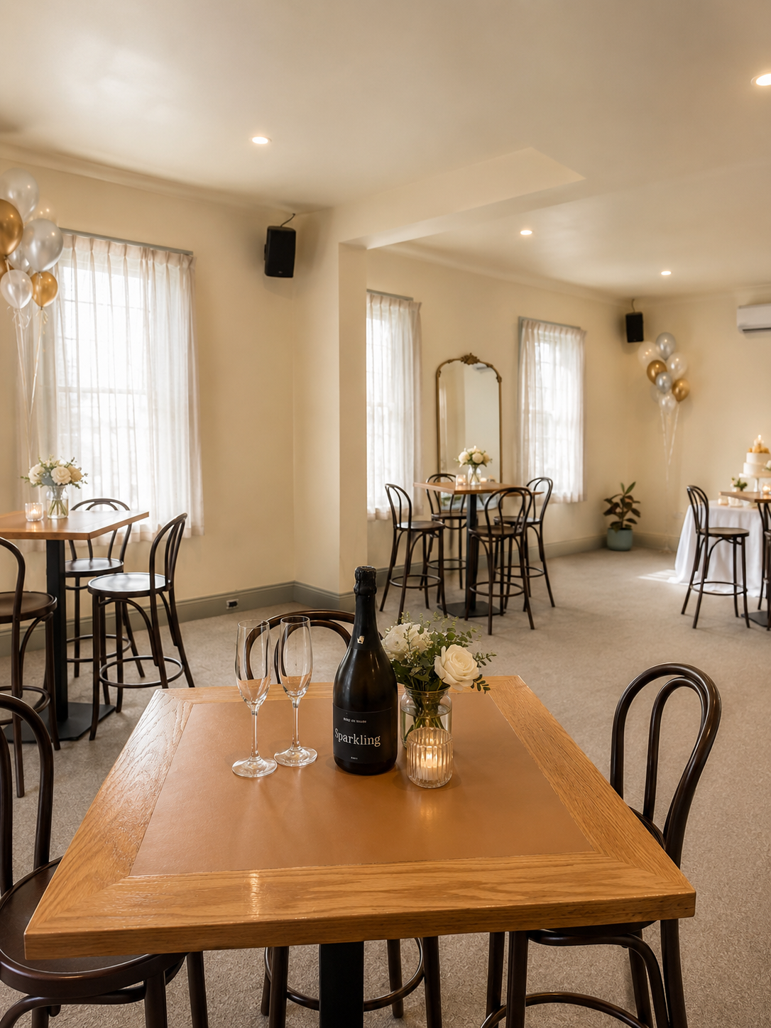 Private function room at The Laurel Hotel Ascot Vale set up for a party, with tables arranged for guests and space for celebrations.