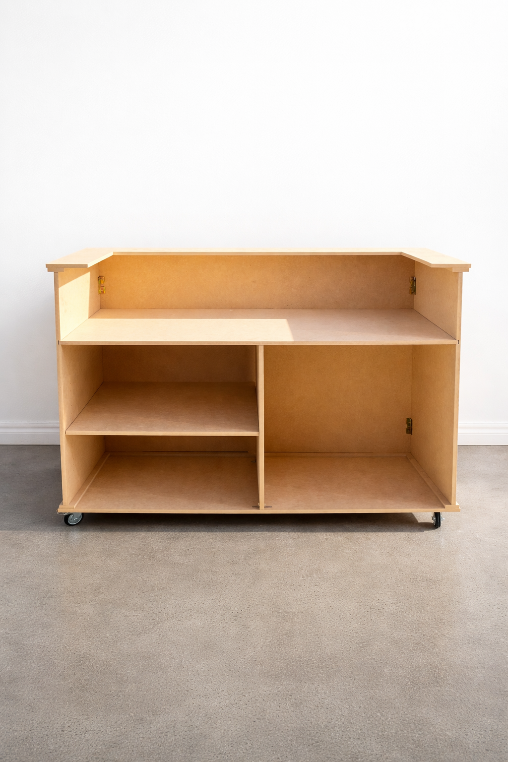 Aesthetic champagne bar setup using the Classic Marg collapsible event cart. A chic, Melbourne-made mobile bar with a smooth, minimalist design, styled with crystal glassware and floral arrangements for a luxury bridal shower or outdoor wedding activ