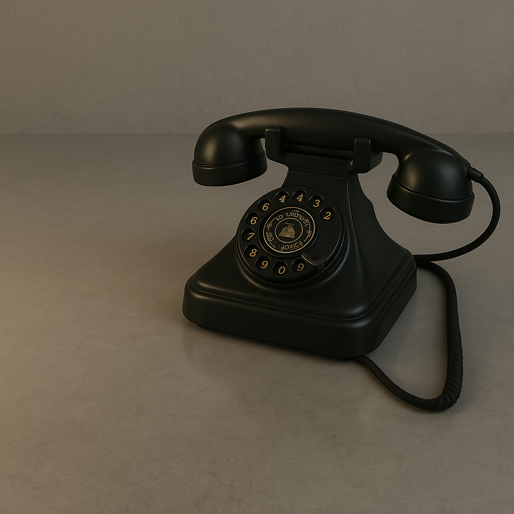 Black rotary audio guestbook phone hire in Melbourne—guests pick up the handset, leave a voice message, and hang up. Perfect for weddings, birthdays, and styled events. Vintage design, easy to use, and memory-making magic.