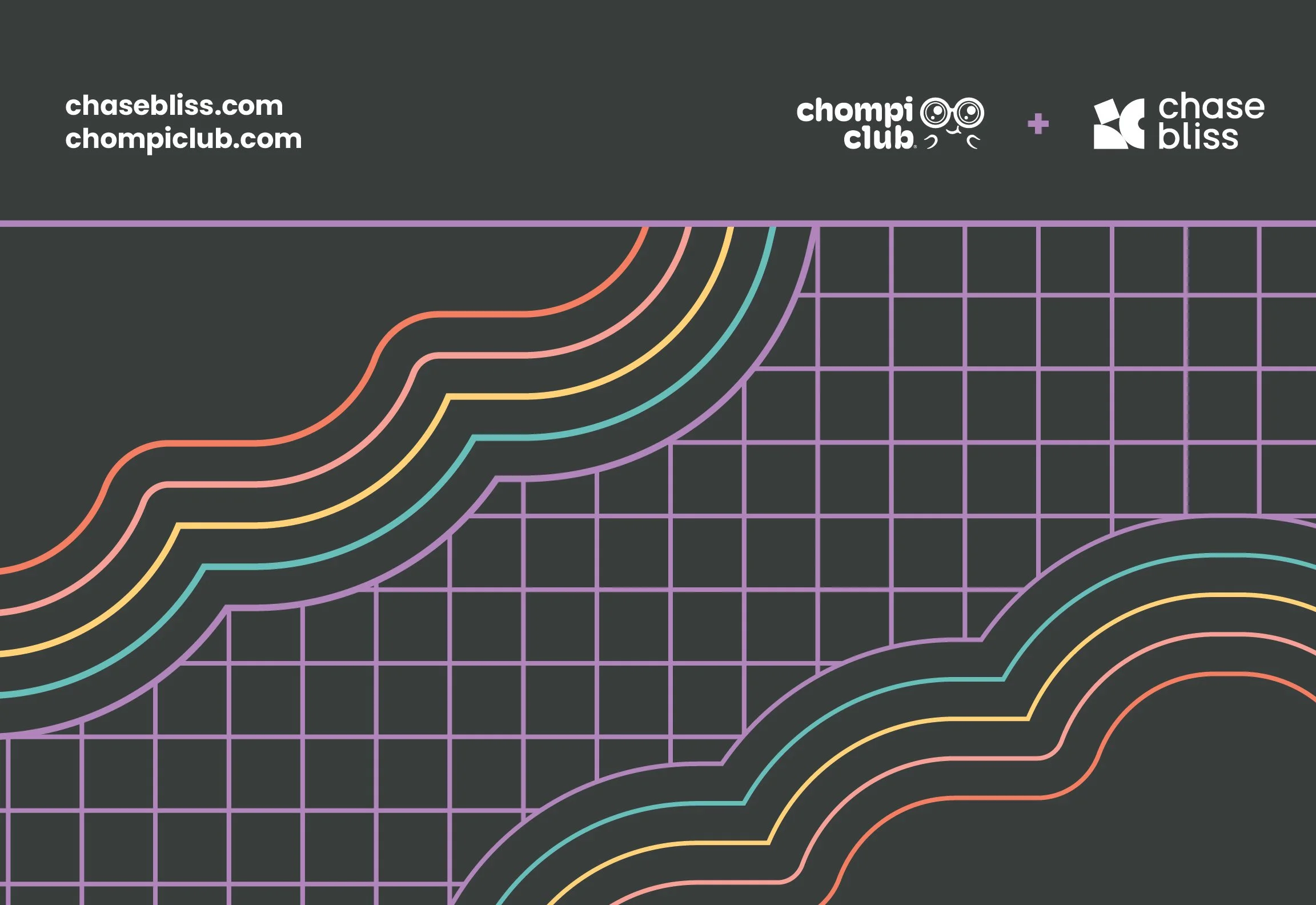 CHOMPI Mini Guide Back Cover - colorful retro grid illustrations continued from the front cover