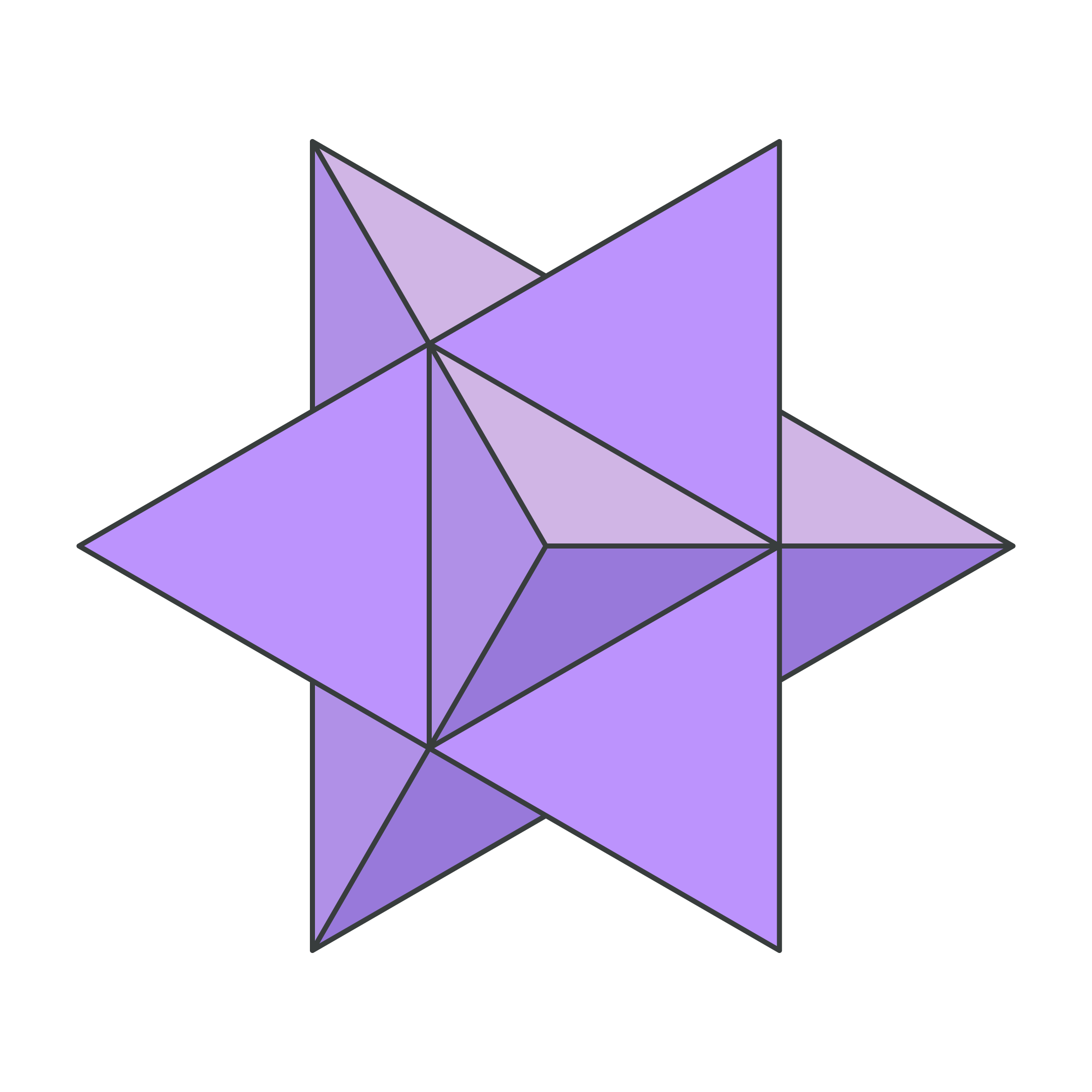 Geometric drawing of an outline square with sections divided by vertical, horizontal, and diagonal lines.