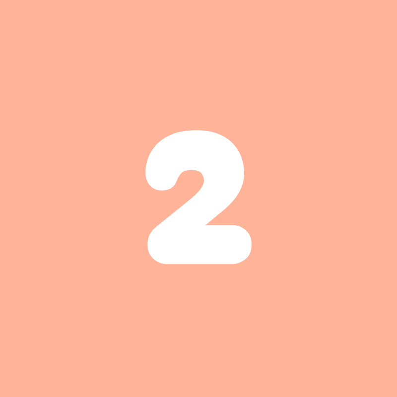 Number 2 in white on a peach background.