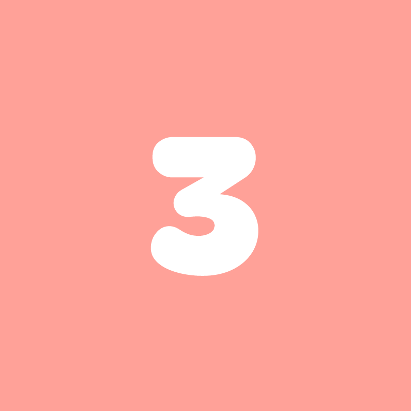 Number 3 in White on a pink background.