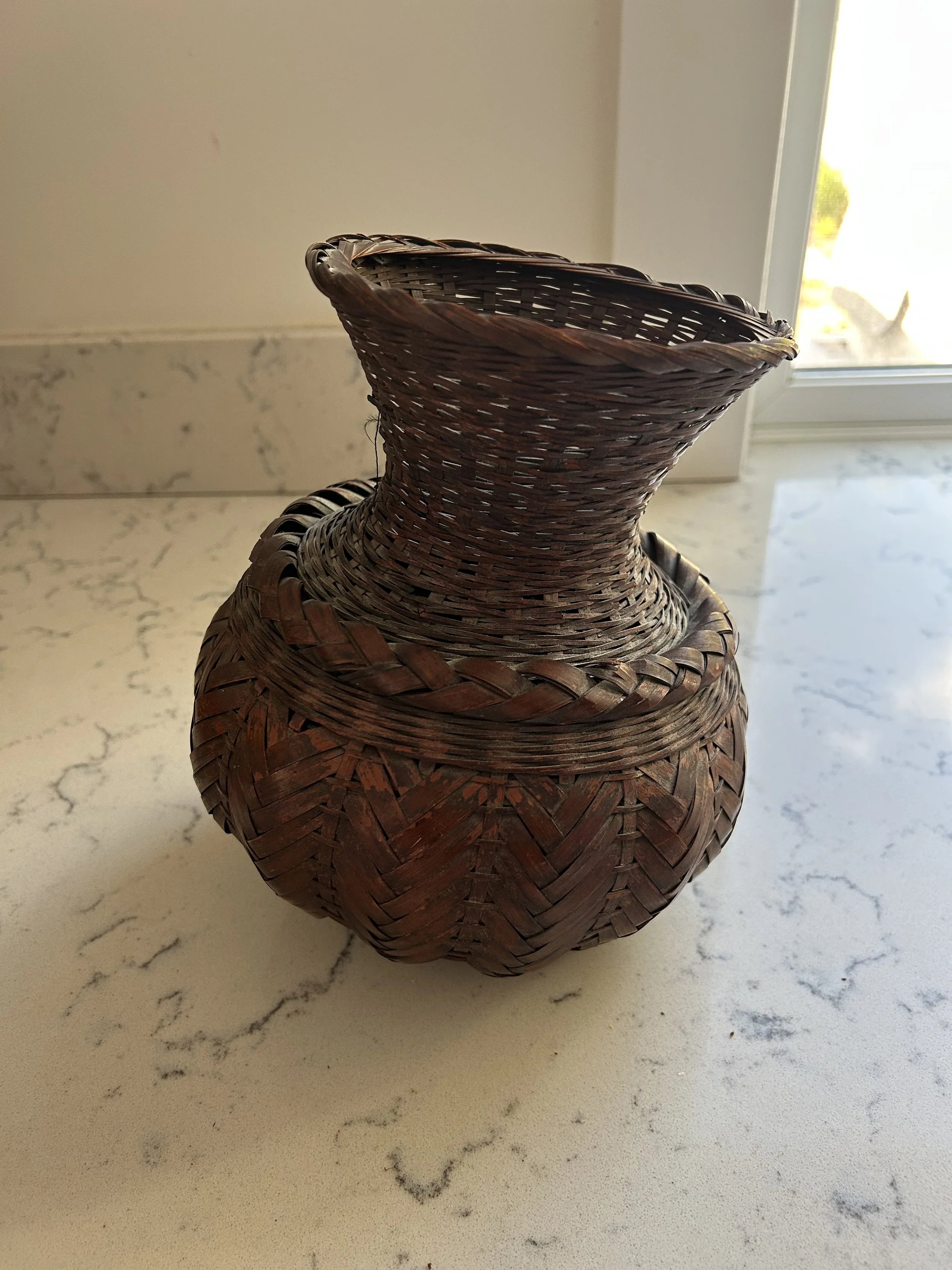 Vintage Japanese Woven Basket Vase