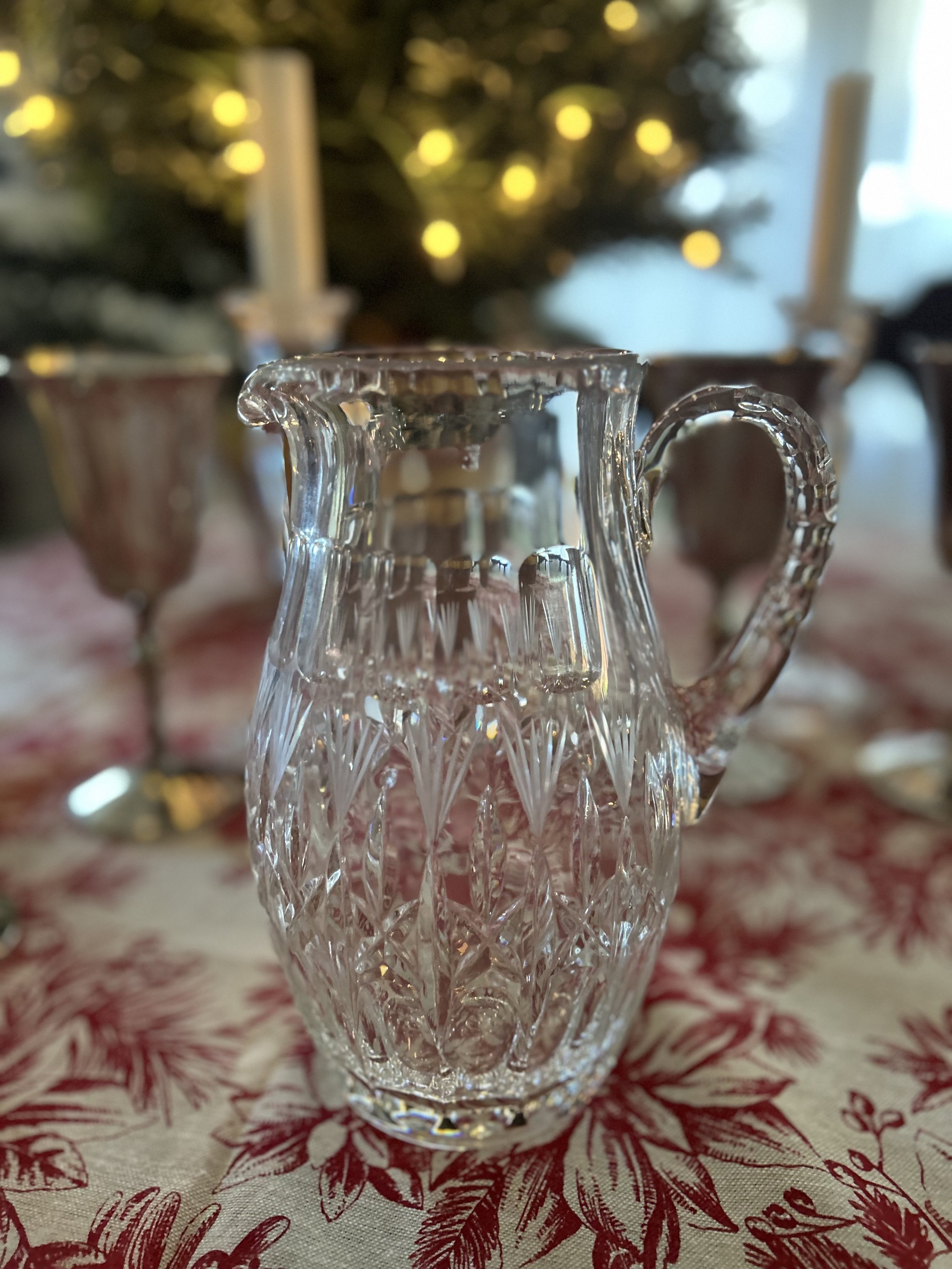Vintage Crystal Glass Water Pitcher