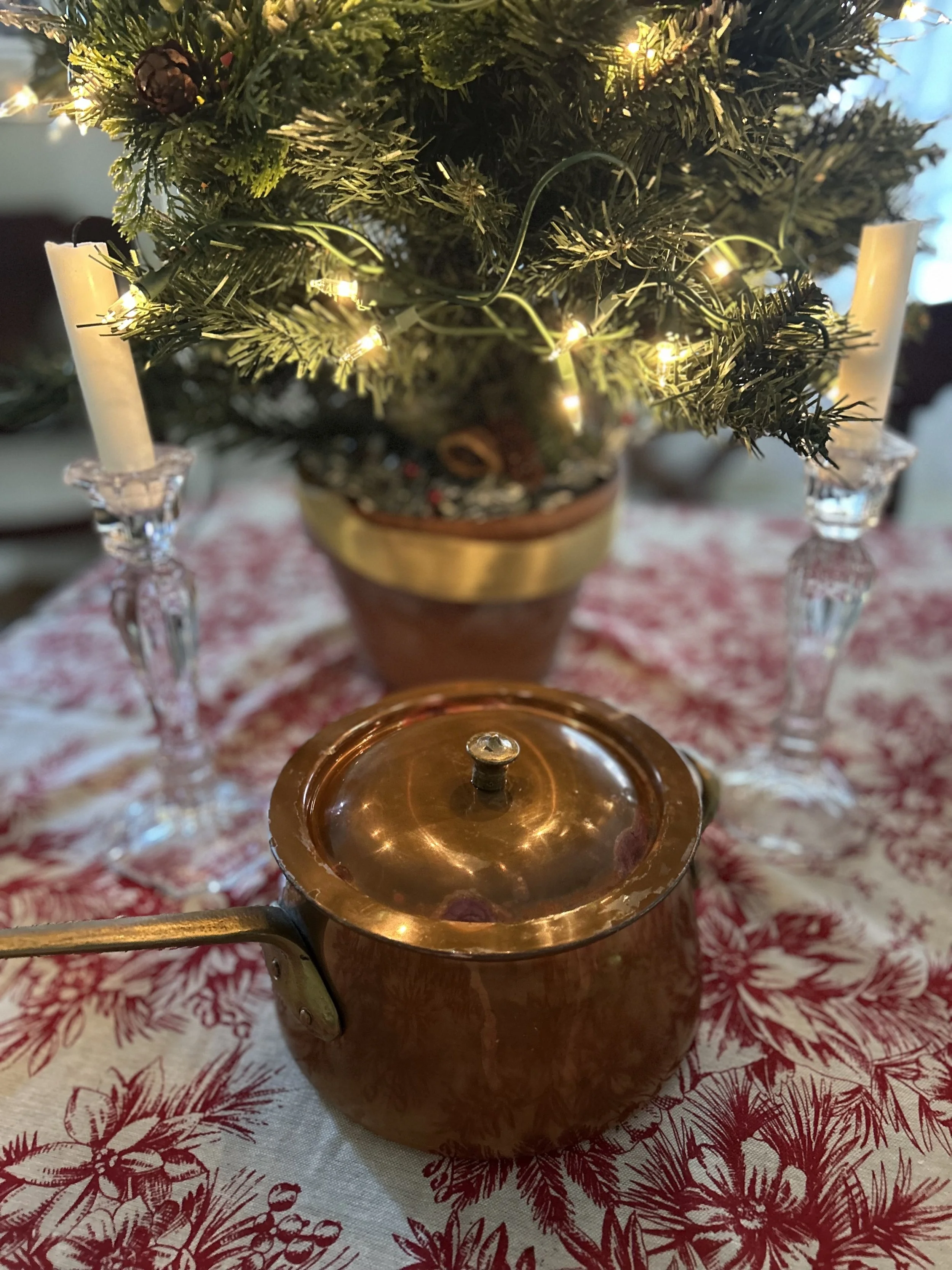 Vintage Copper Sauce Pot with Lid