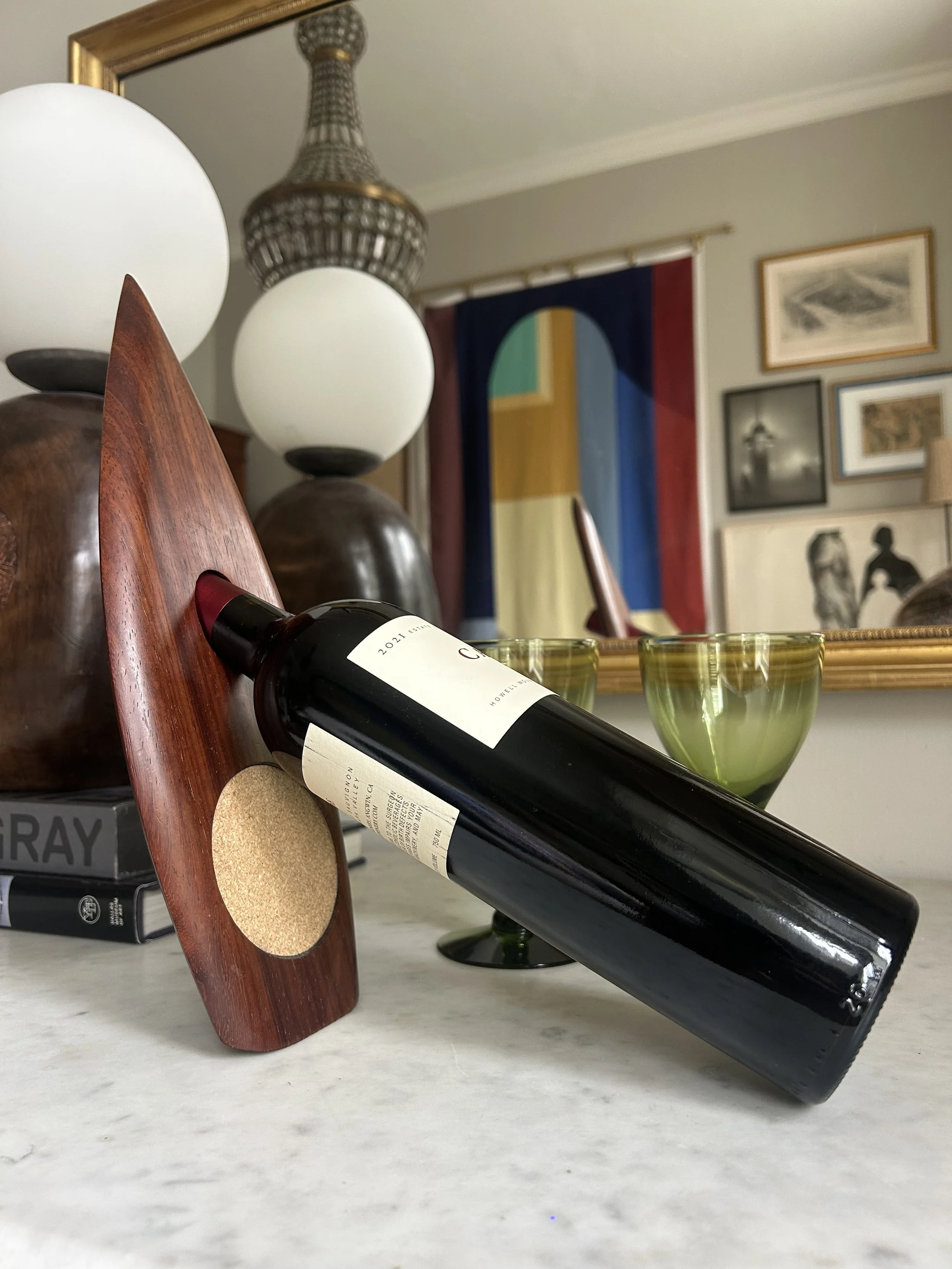 Vintage Teak "Surfer" Wine Holder