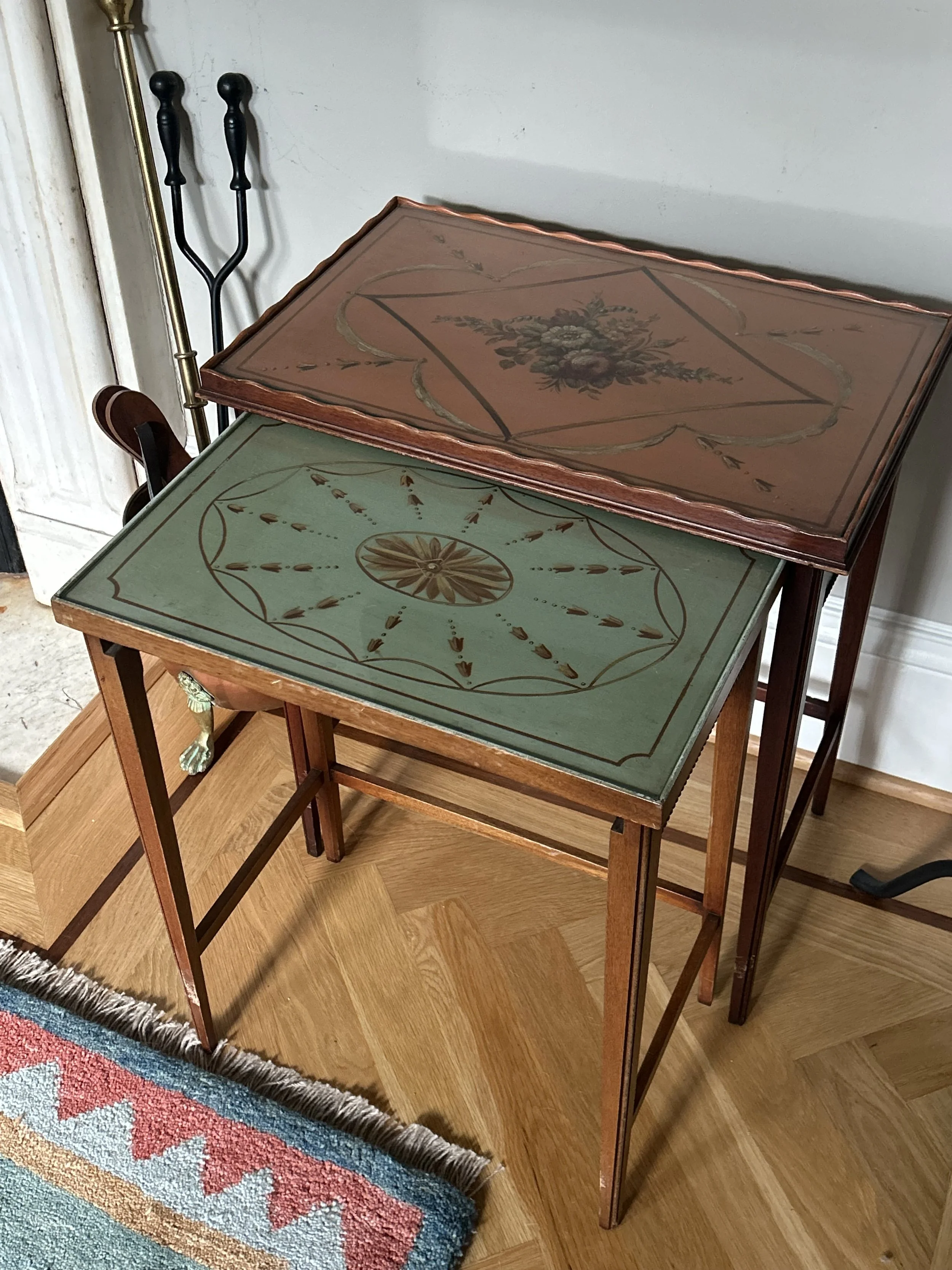 Pair of Vintage Hand Painted Nesting Tables