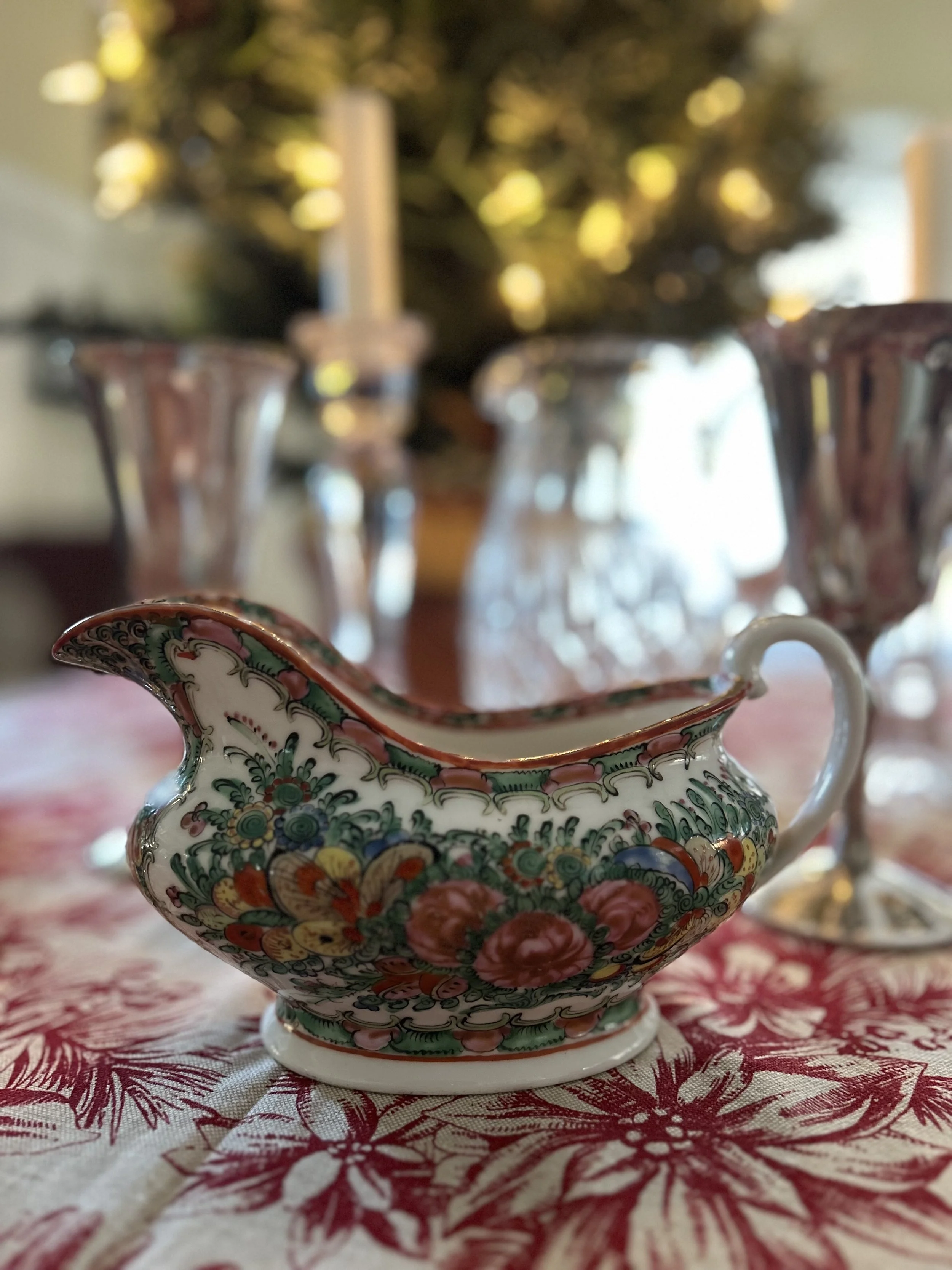 Vintage Rose Medallion Style Sauce Boat