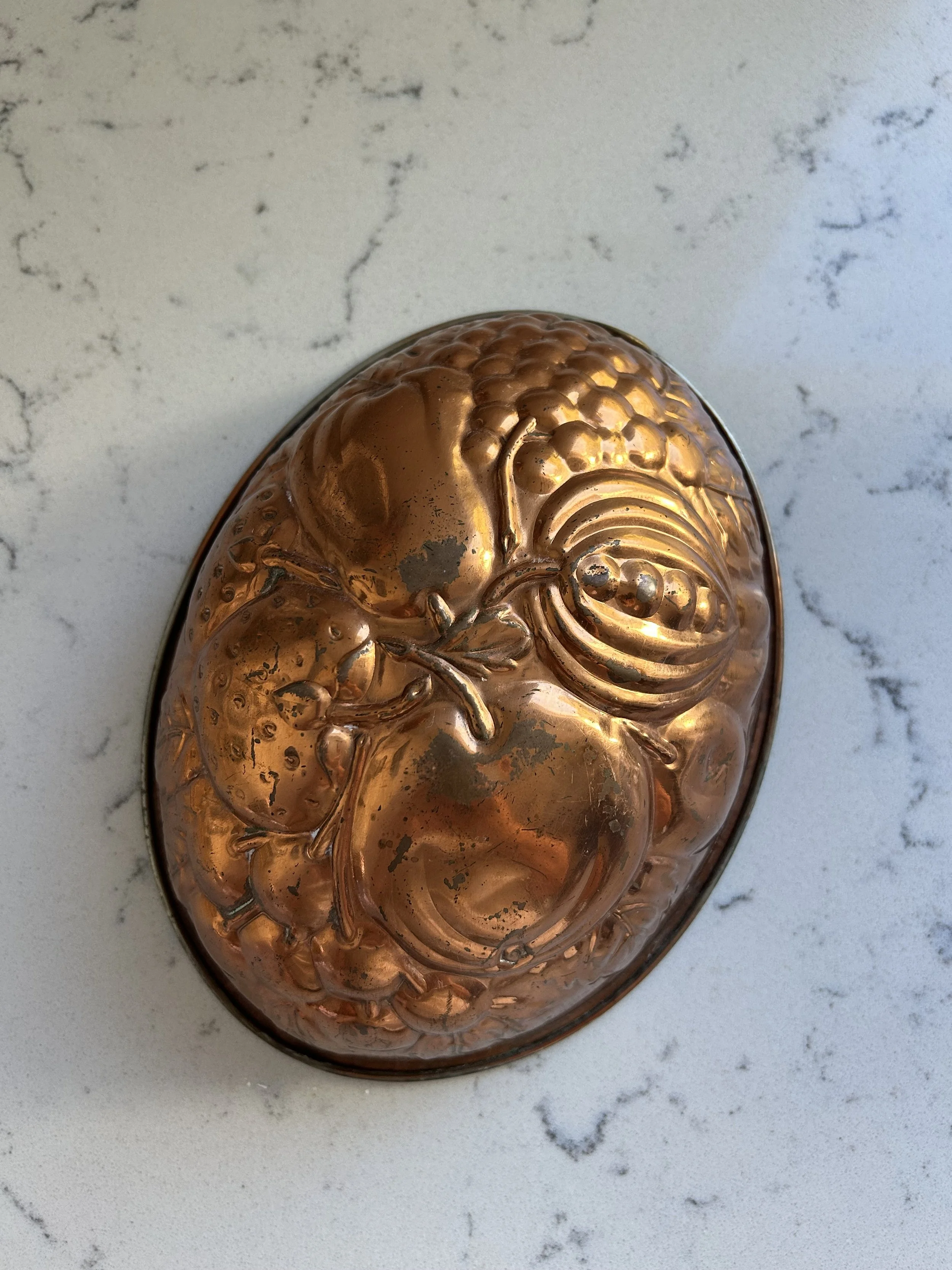Vintage Oval Copper Fruit Themed Mold