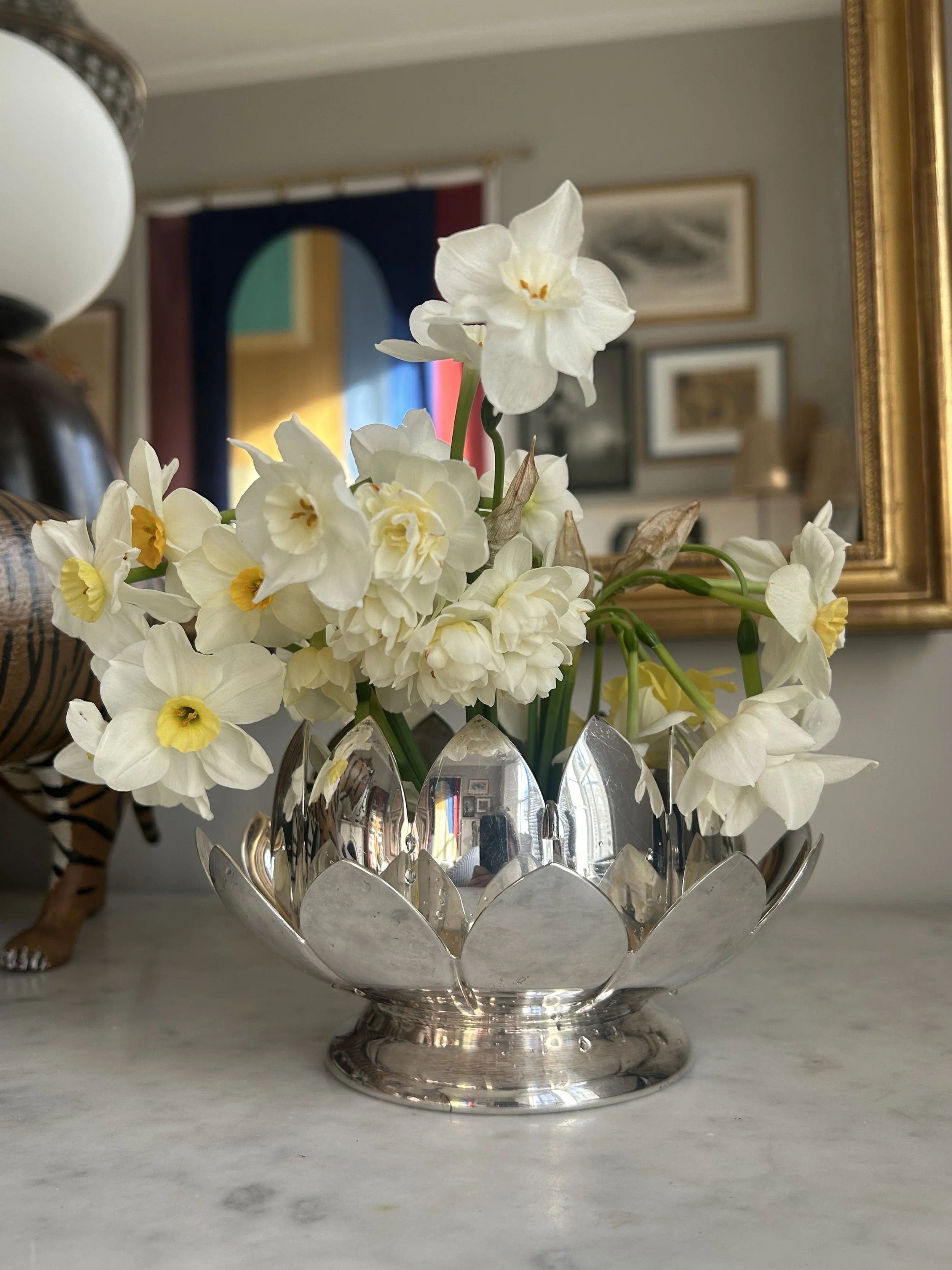 Vintage Reed & Barton Silver Plate Lotus Flower Frog