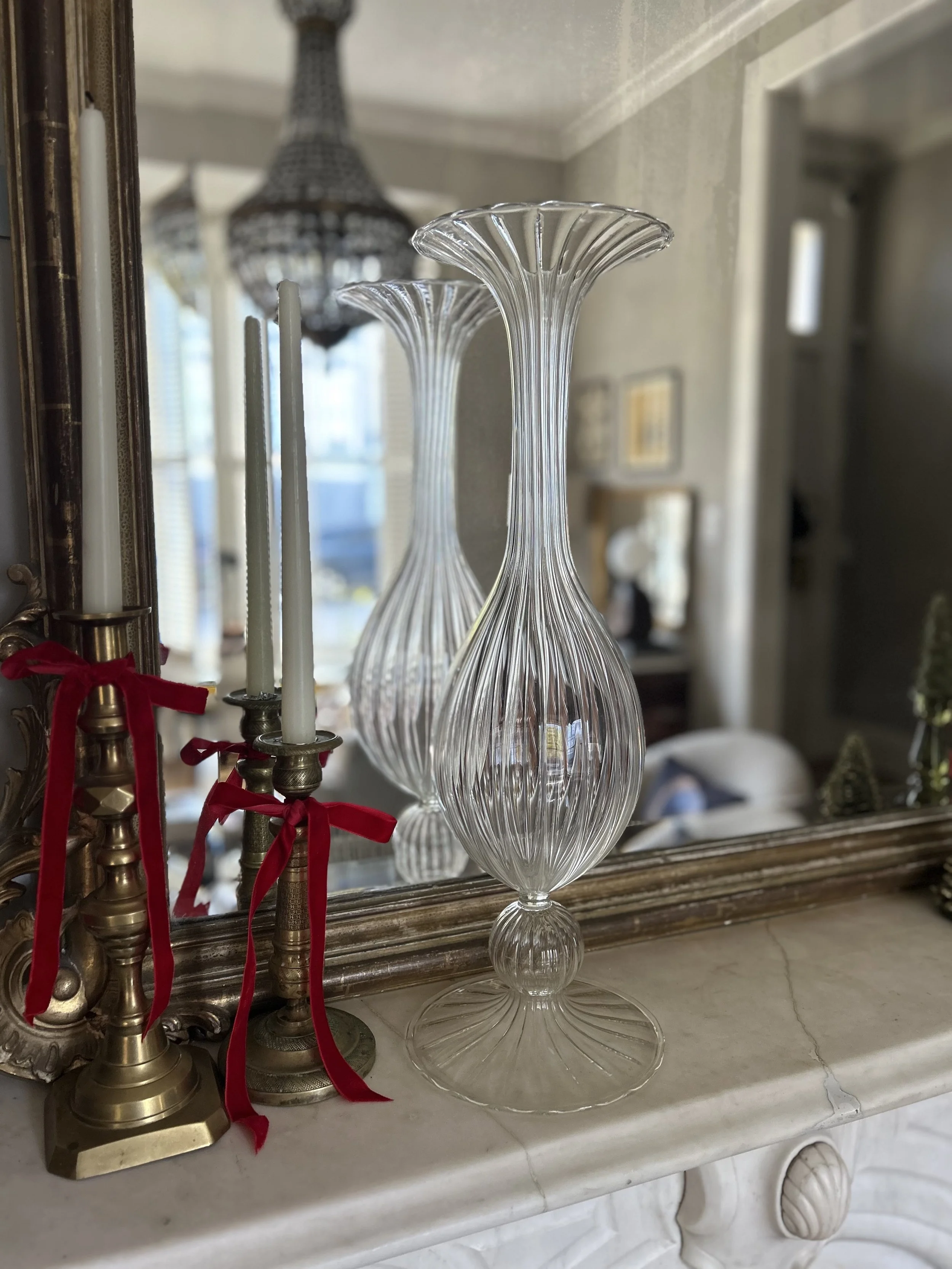 Extra Large Whimsical Fluted Glass Vase