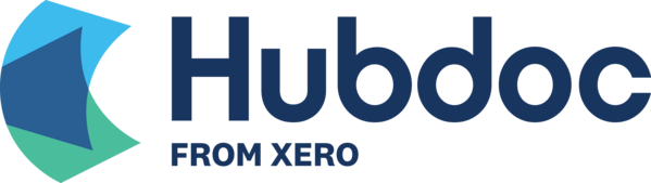 Hubdoc logo with blue and green geometric shapes and the text 'Hubdoc from Xero' in dark blue.