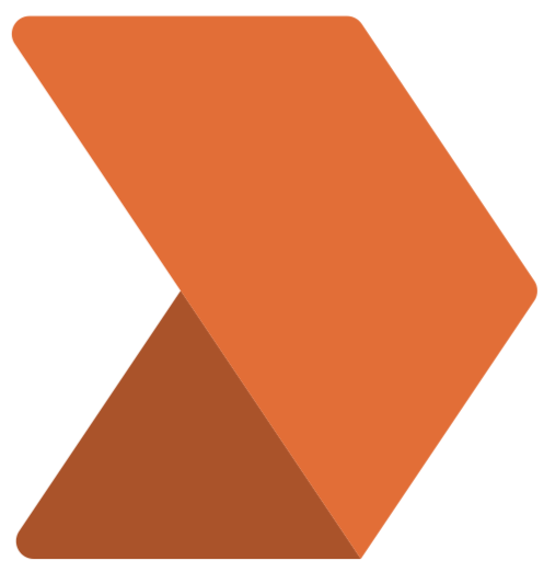Simplified logo consisting of a stylized orange arrow pointing right, with a black shadow.