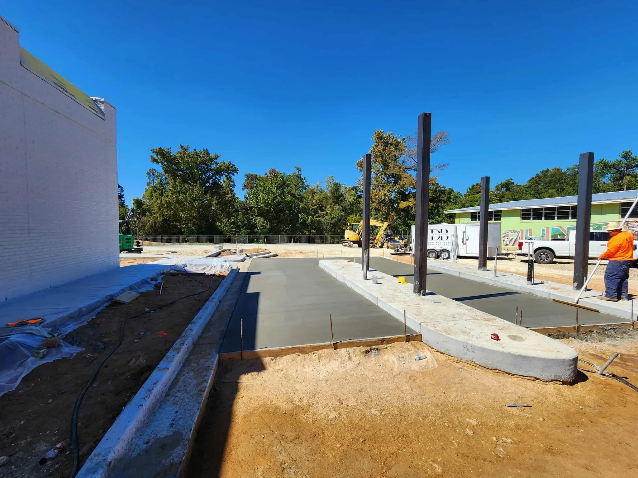 New concrete drive thru area for business.