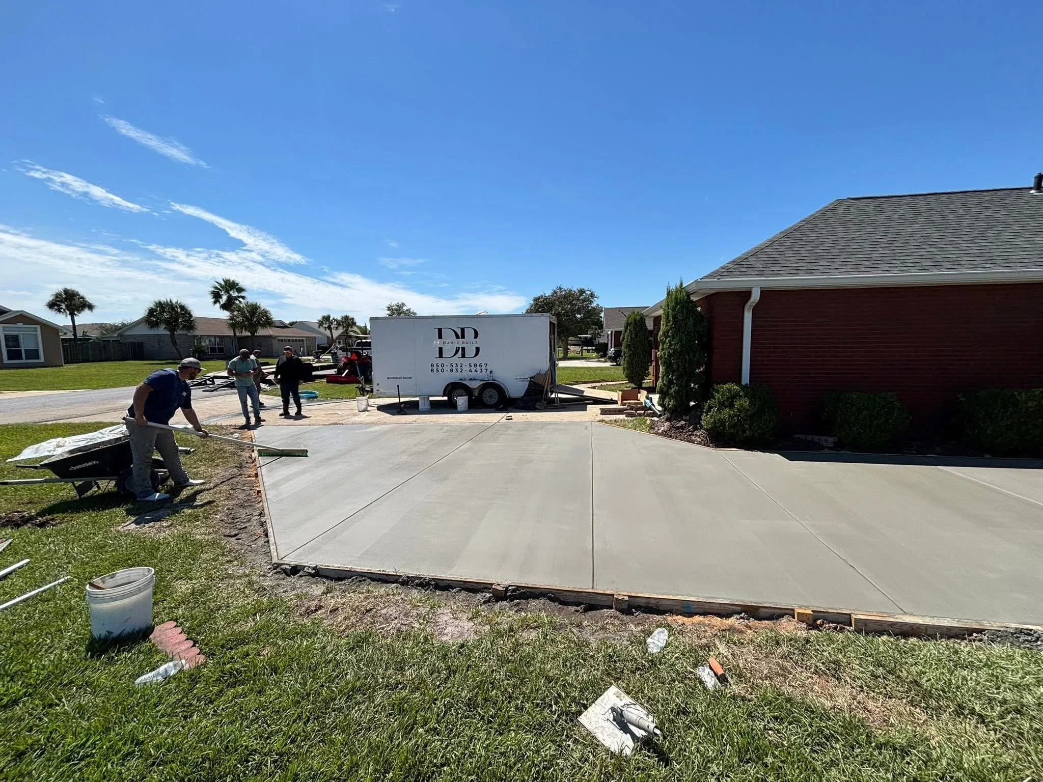 New residential added on third car driveway.