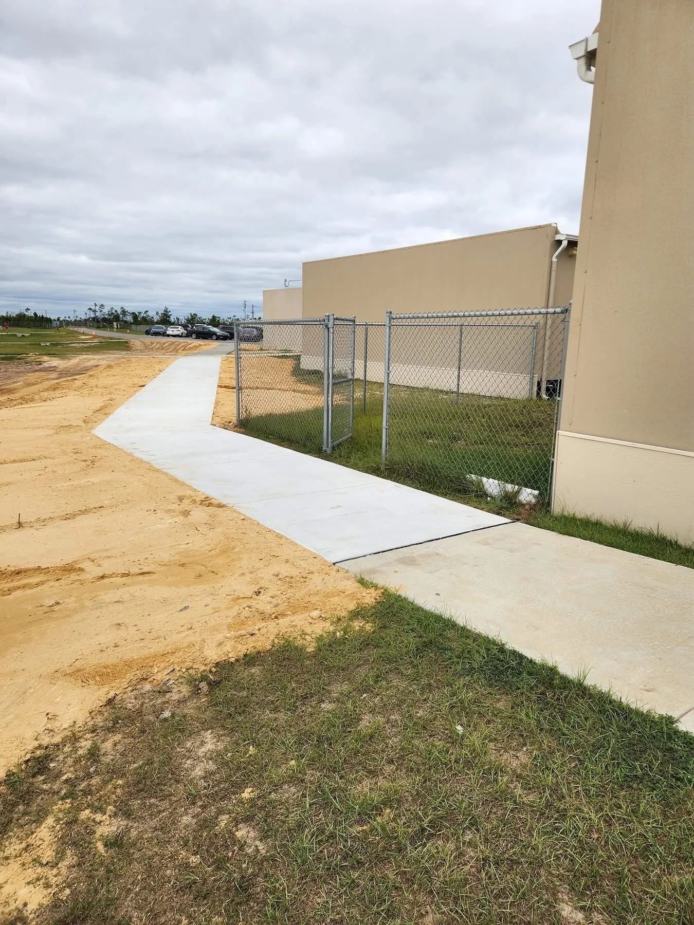 New concrete sidewalk.