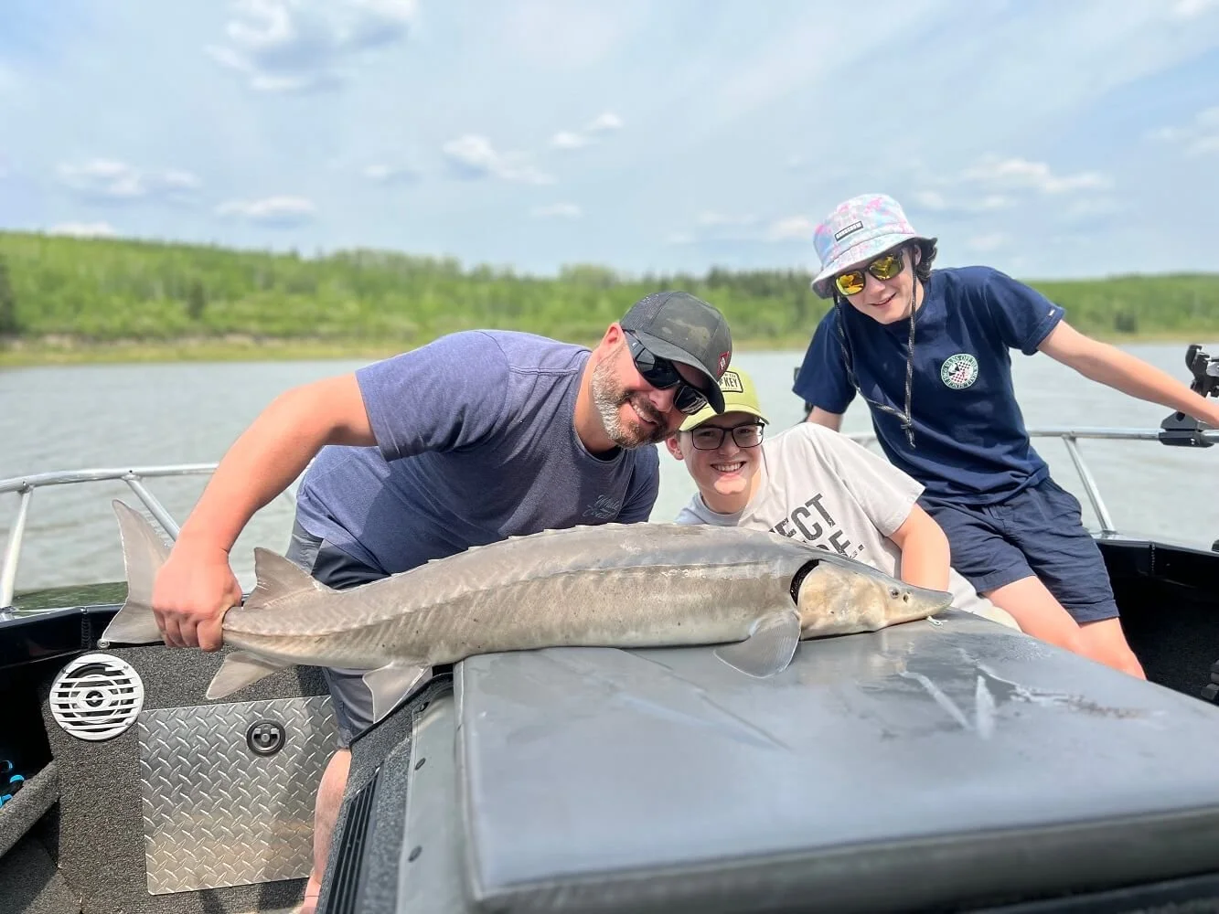 family fishing trip for sturgeon