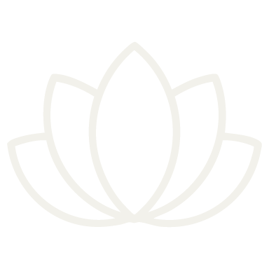 Outline of a lotus flower in light color on a white background.