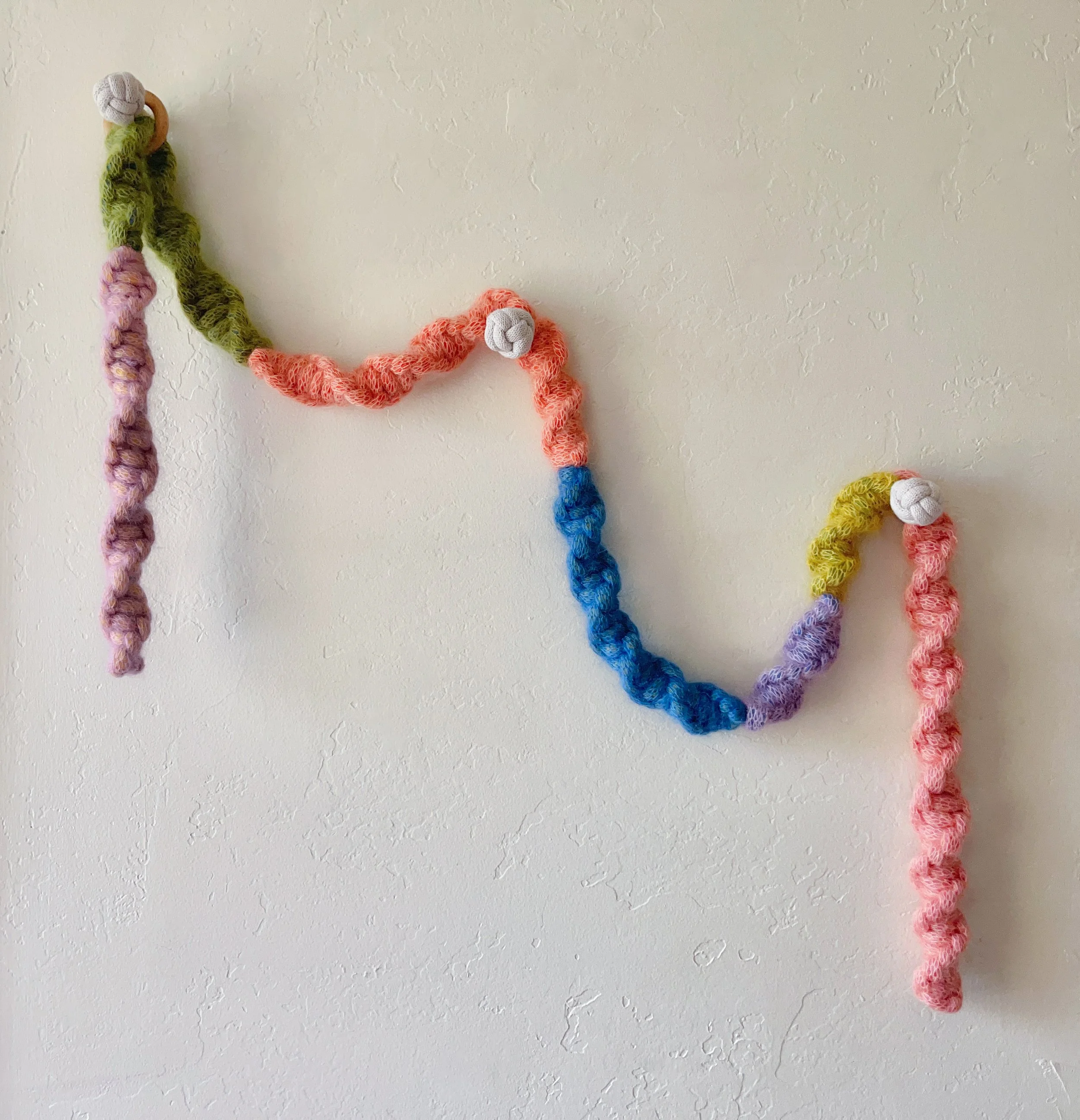 MEANDER I,
mohair, recycled cotton, polyester and wood, 36" x 24",

Inquire for price