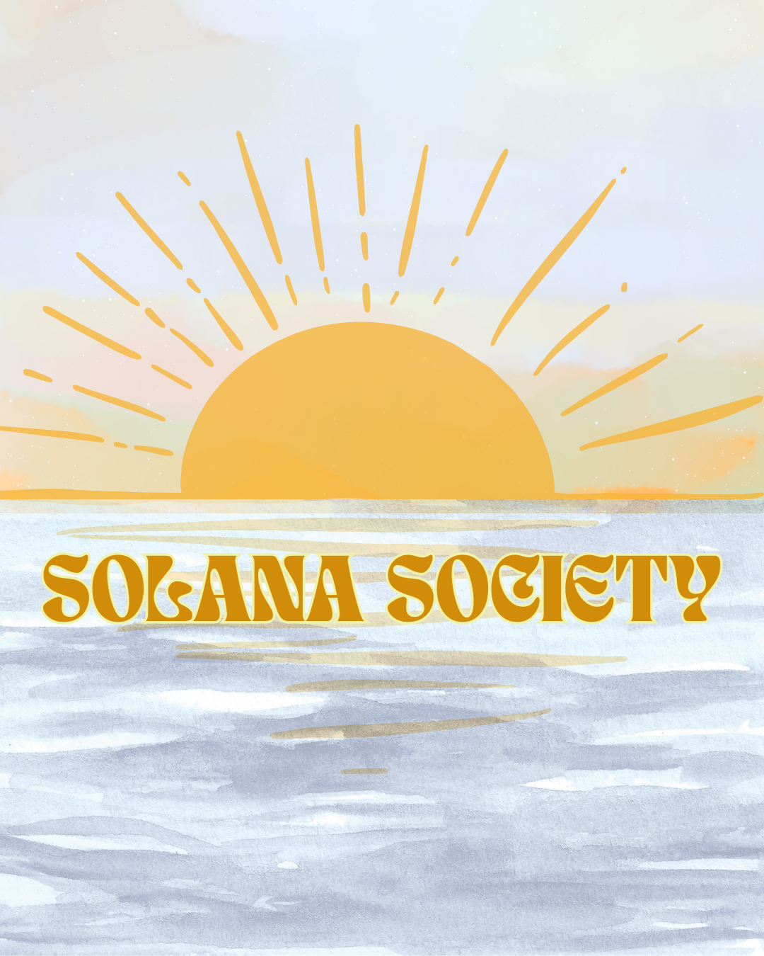 A graphic with a light blue sky background, a yellow sun with rays, ocean waves, and the text 'Become a Sustaining Donor' at the top.