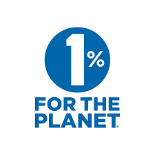 Blue logo with large white number 1% and text 'For the Planet' beneath.