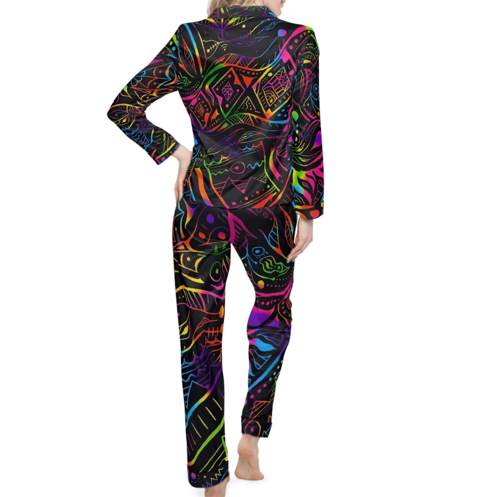 Women's Satin Pajamas – Indigenous Art Print