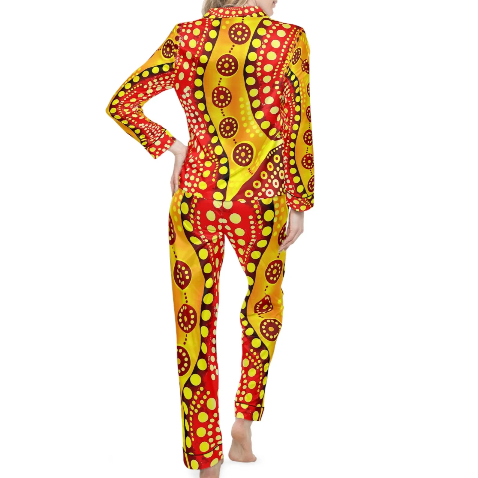 Women's Satin Pajamas – Indigenous Art Print