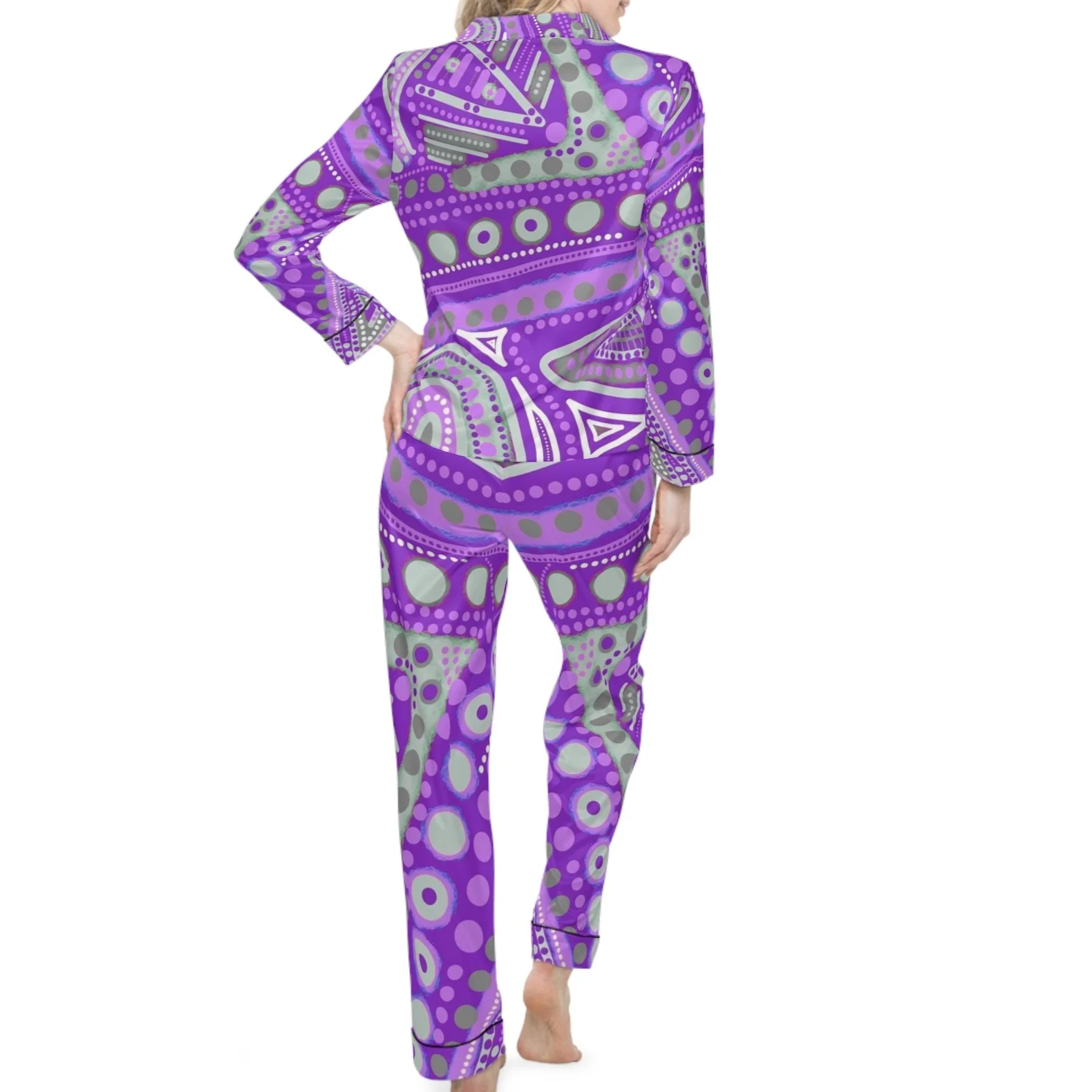 Women's Satin Pajamas – Indigenous Art Print