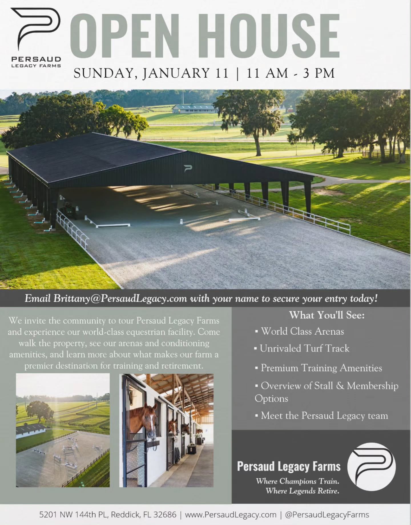 OPEN HOUSE THIS SUNDAY 👀

Join us at Persaud Legacy Farms for an afternoon of guided tours of our world class facilities, vendor booths from industry partners, learning the history of the farm and our vision for the future, and meet us and our team!