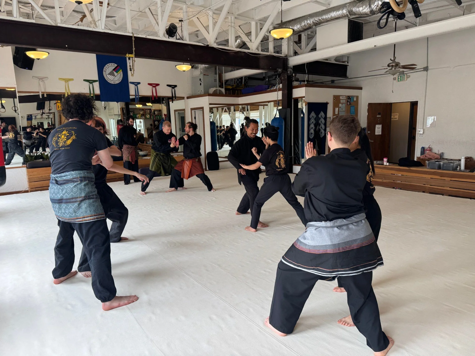 After the jurus, drills, and application practice, we work on improvisation with Freeflow.