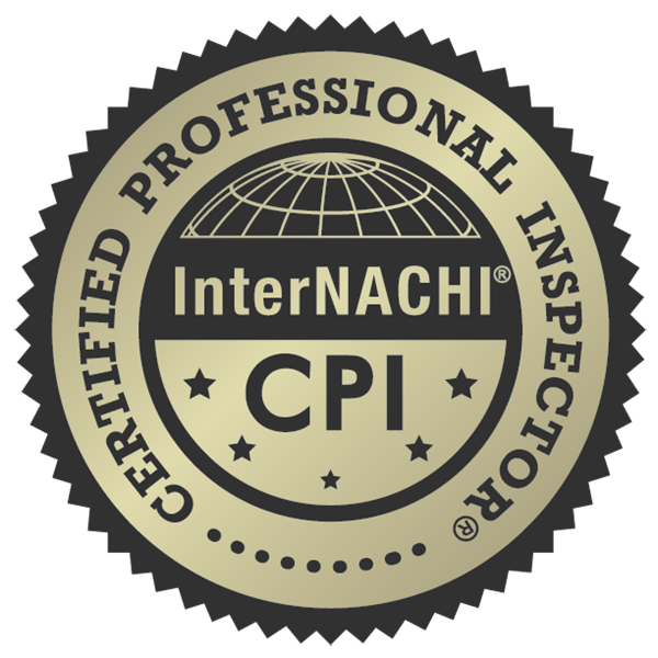 A certification badge for InterNACHI, the International Association of Certified Home Inspectors, featuring a globe, the text 'Certified Professional Inspector,' 'InterNACHI,' and 'CPI'.