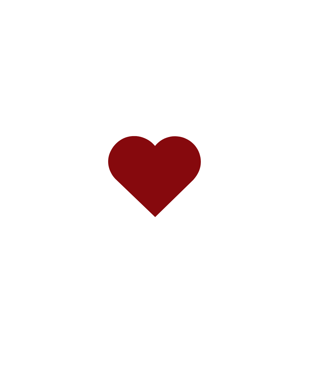 Red circular button with white heart icon in the center.
