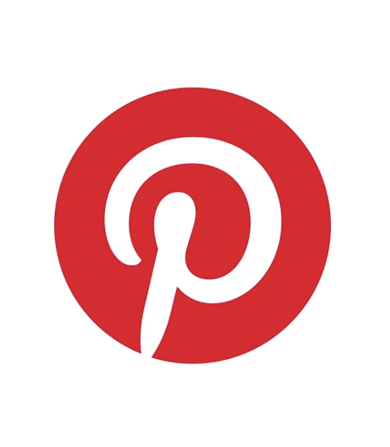 Red and white Pinterest logo with a stylized 'P' inside a red circle.