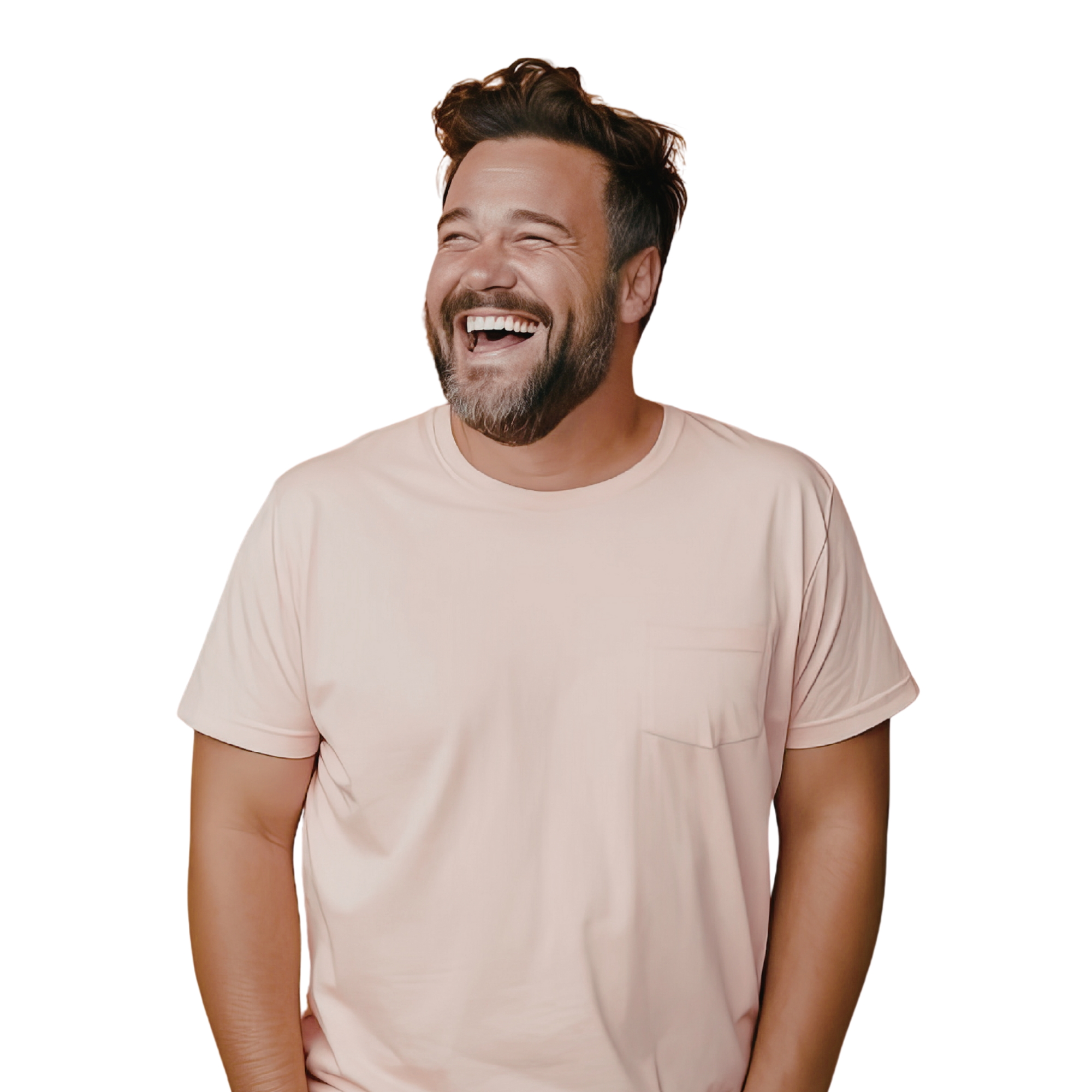 Smiling male dental patient on teal background representing affordable financing options at Dental Excellence