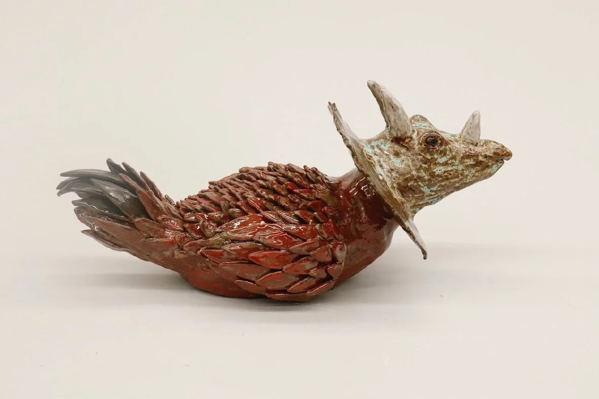 Dino-Chicken
Ceramic & Glaze
10"x5"
2024