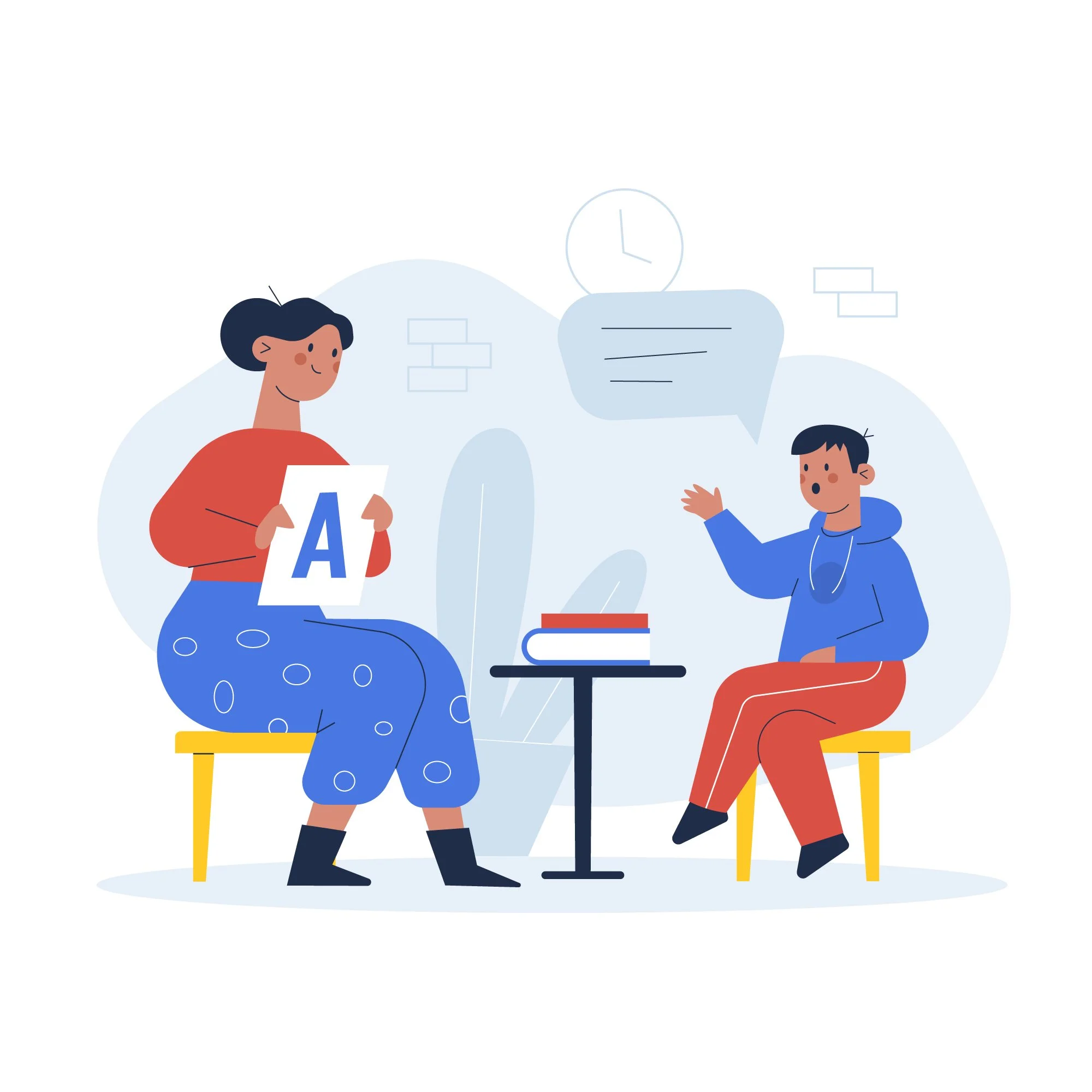 Los Angeles speech therapist working with child on stuttering strategies