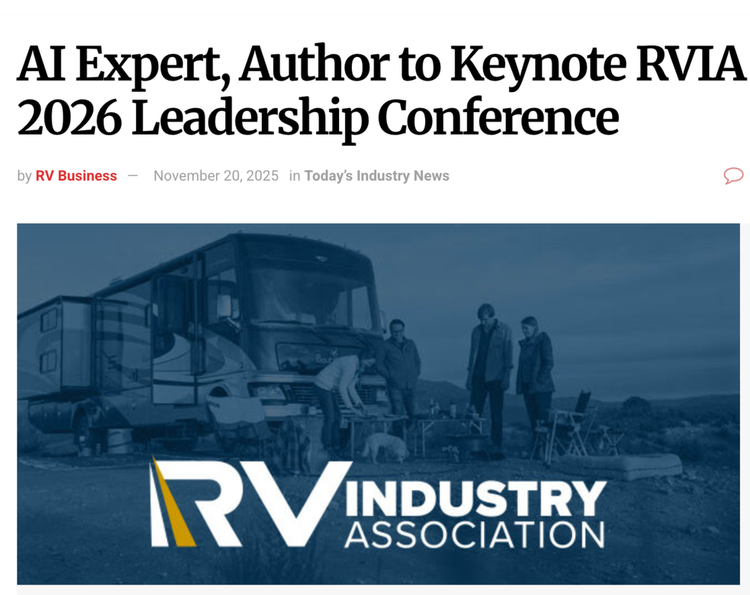 RVBusiness headline: AI Expert, Author to Keynote RVIA 2026 Leadership Conference