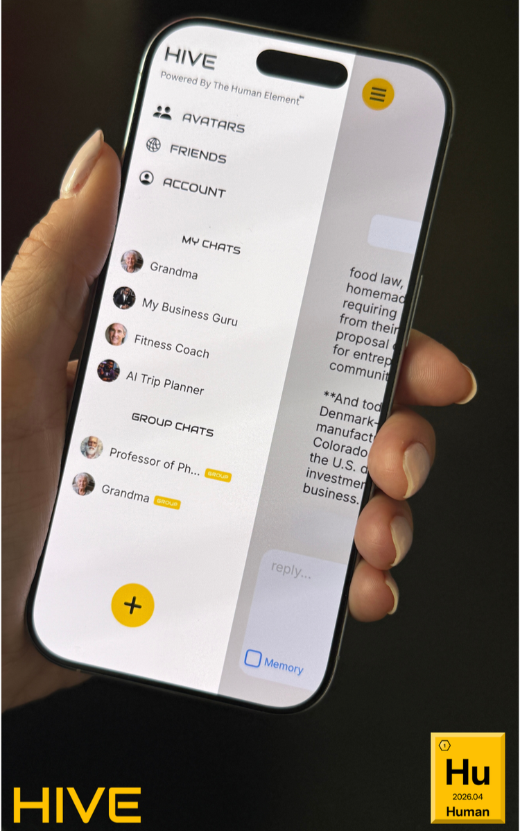 My HIVE AI app open on a phone, avatars ready to ride