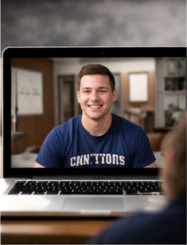 College athlete answering questions in a Q&A session