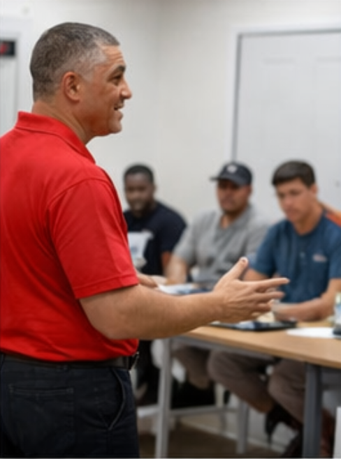 Coach training session — coaches learning to lead mental resilience