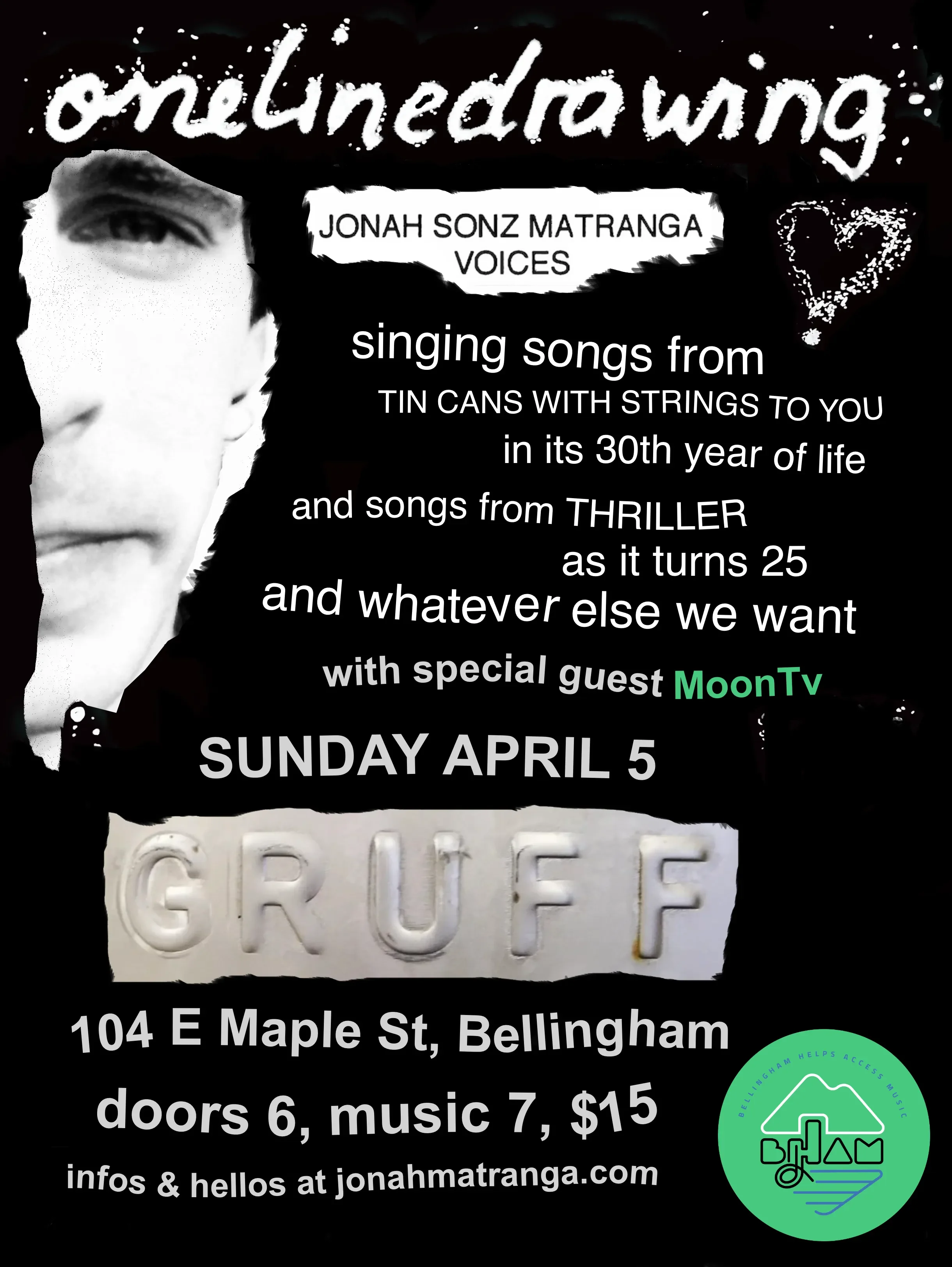 Jonah's Oneline Drawing "30th Anniversary of Tin Cans" Solo Tour w/MoonTV