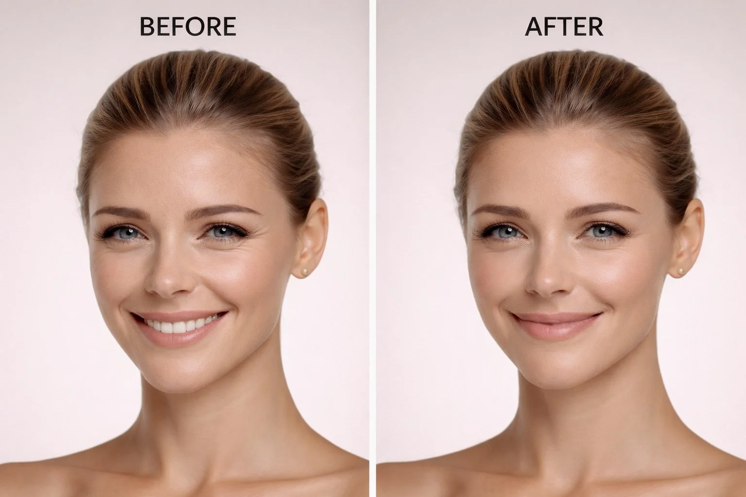 Before and after Botox treatment for crow’s feet showing reduced appearance of fine lines around the eyes at OpalGlow Medspa in Woodbridge, NJ.