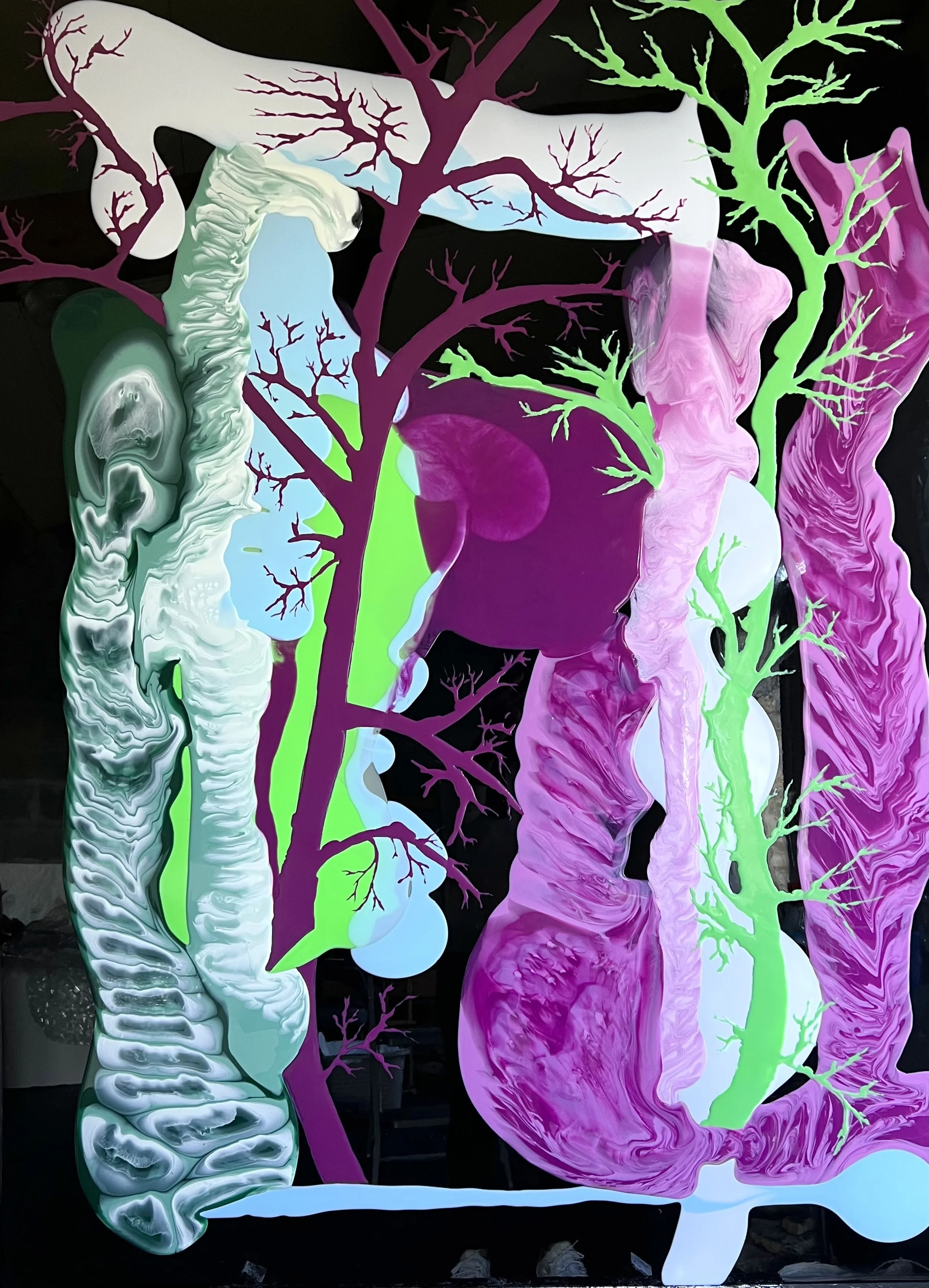 Organic 1. Resin on board. 150cm x 110cm