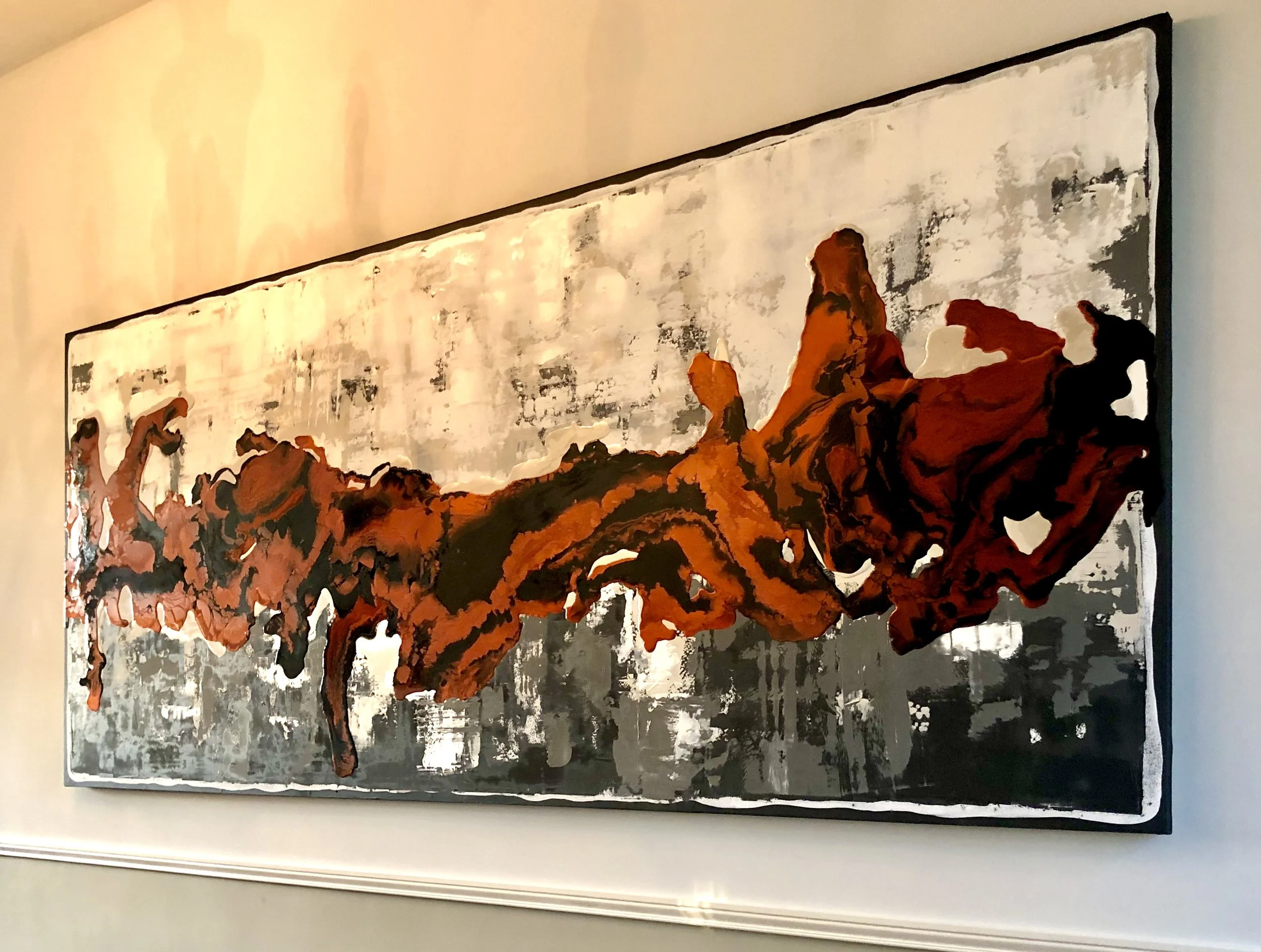 De-compose-1. Resin and Oil painting on Canvas. 350cm x 153cm