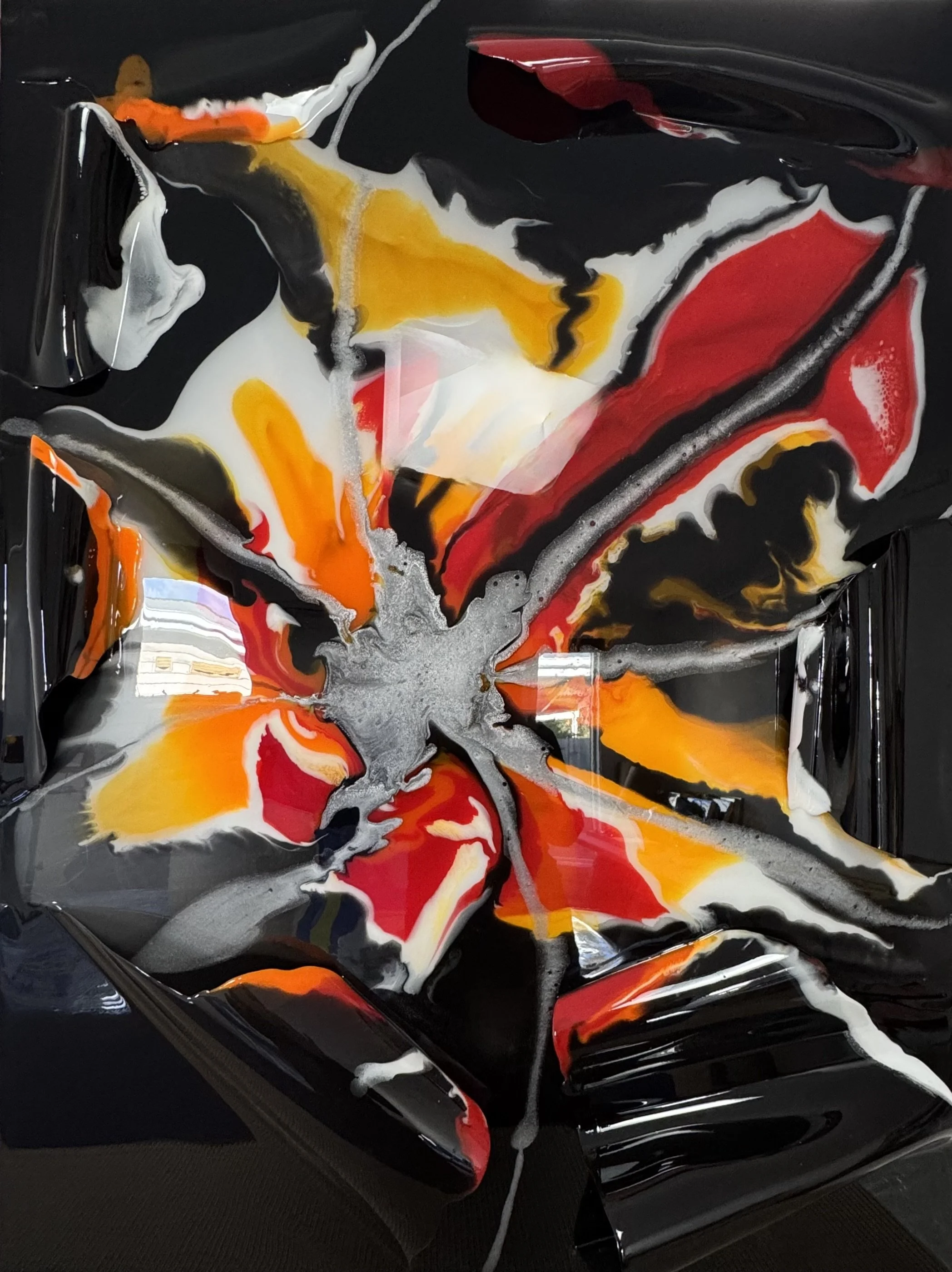 Black Peel. Resin on Perspex. 120cm x 90cm